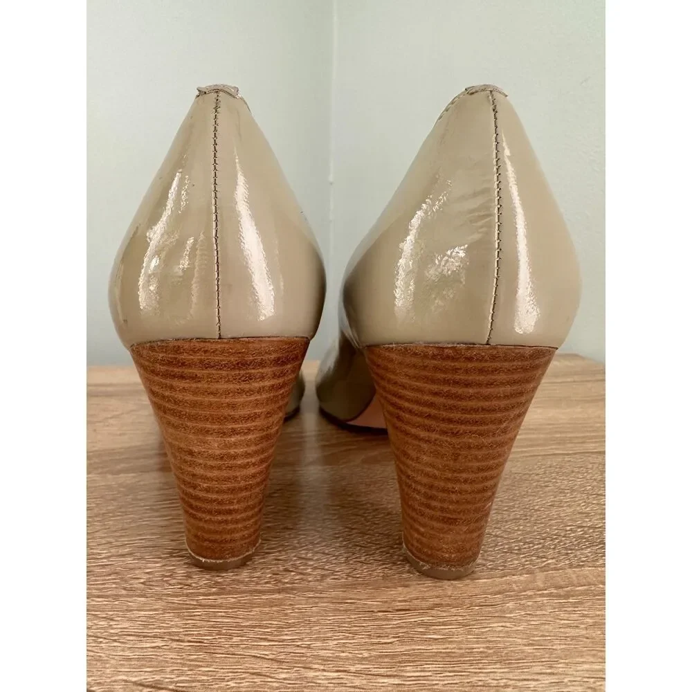 COACH Helaine Peep-toe Pumps Patent Leather Classic Buckle Accent Shoes size 8.5